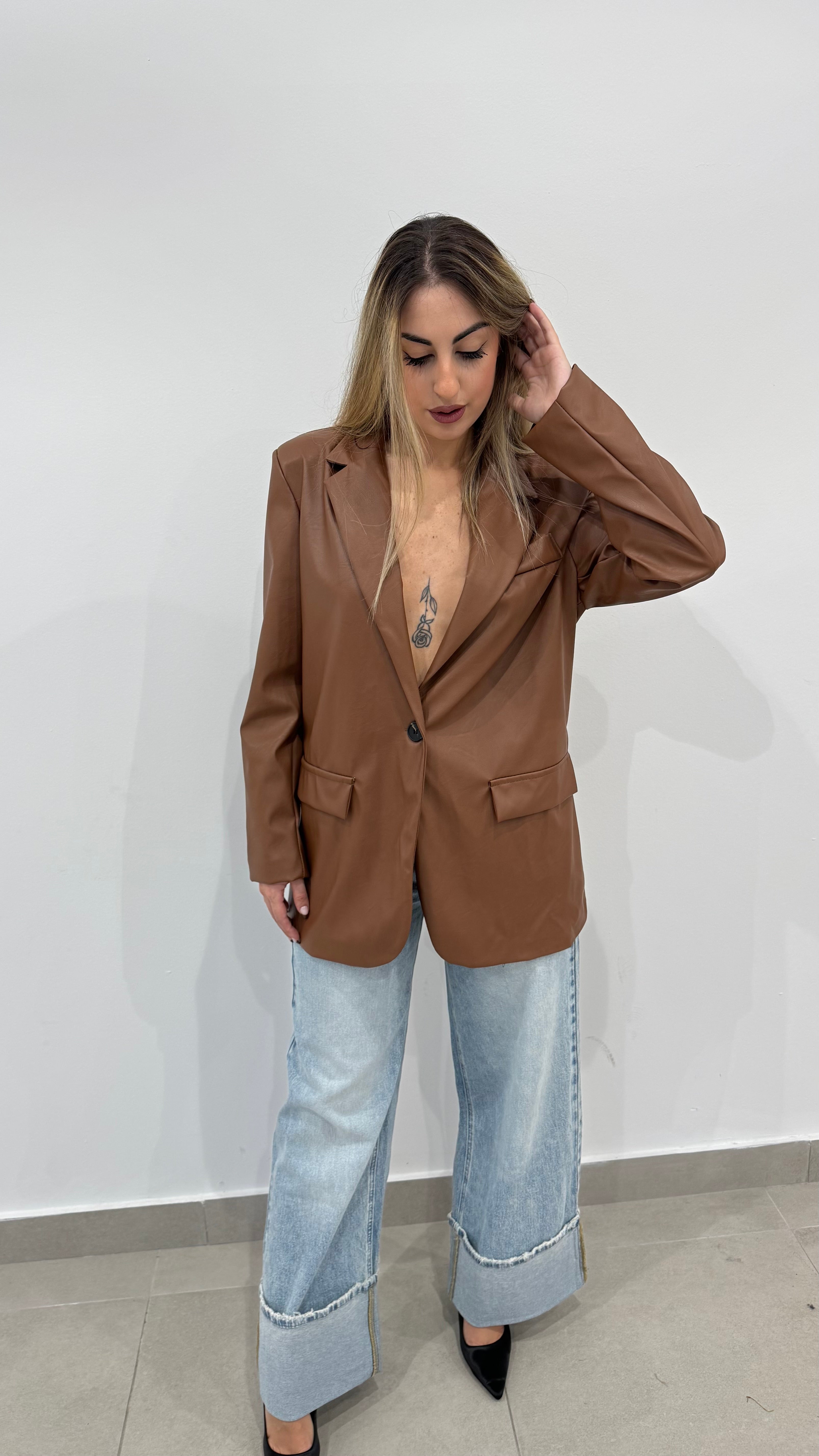 Giacca Over ecopelle m11040