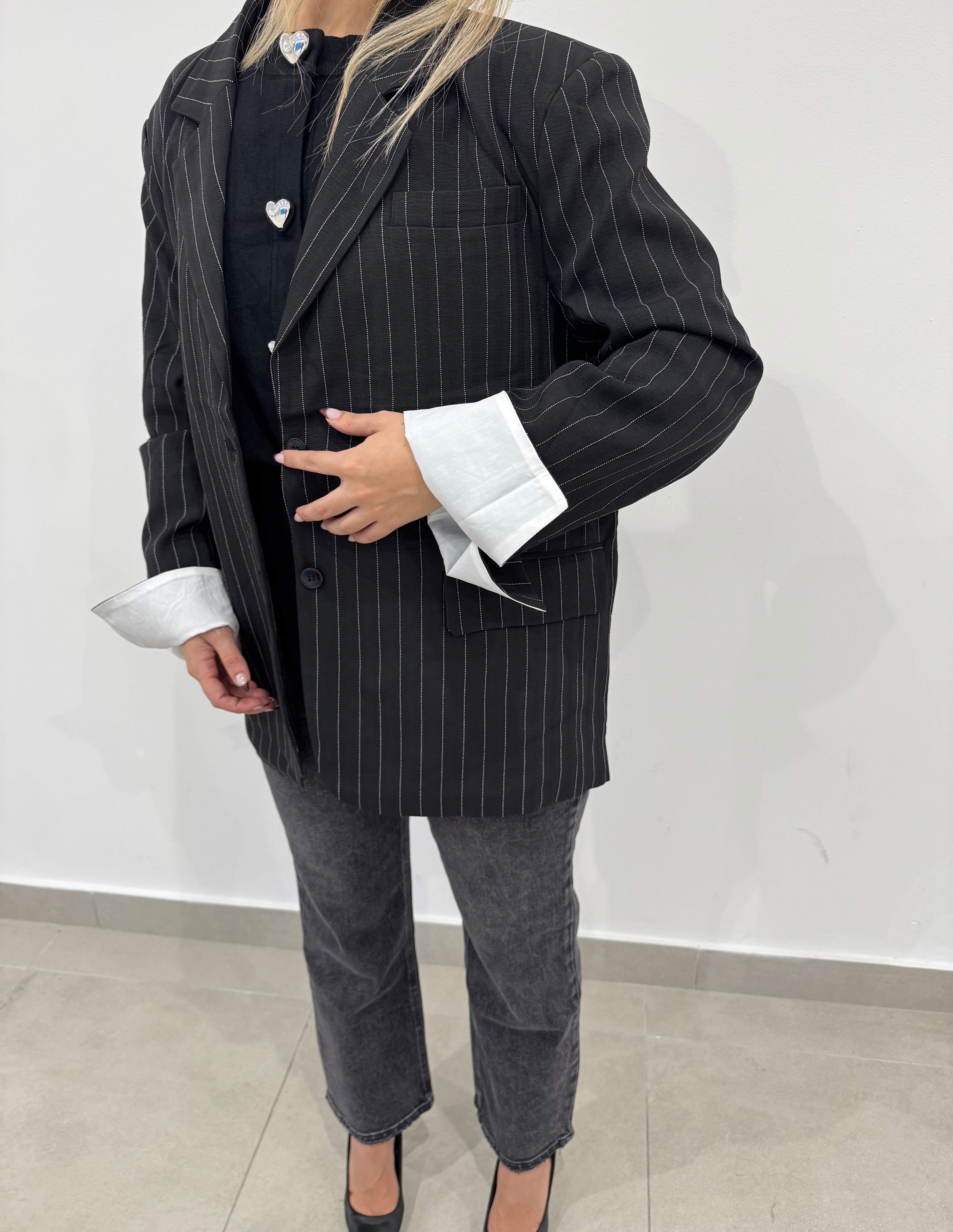 Giacca Over size gessata 3141