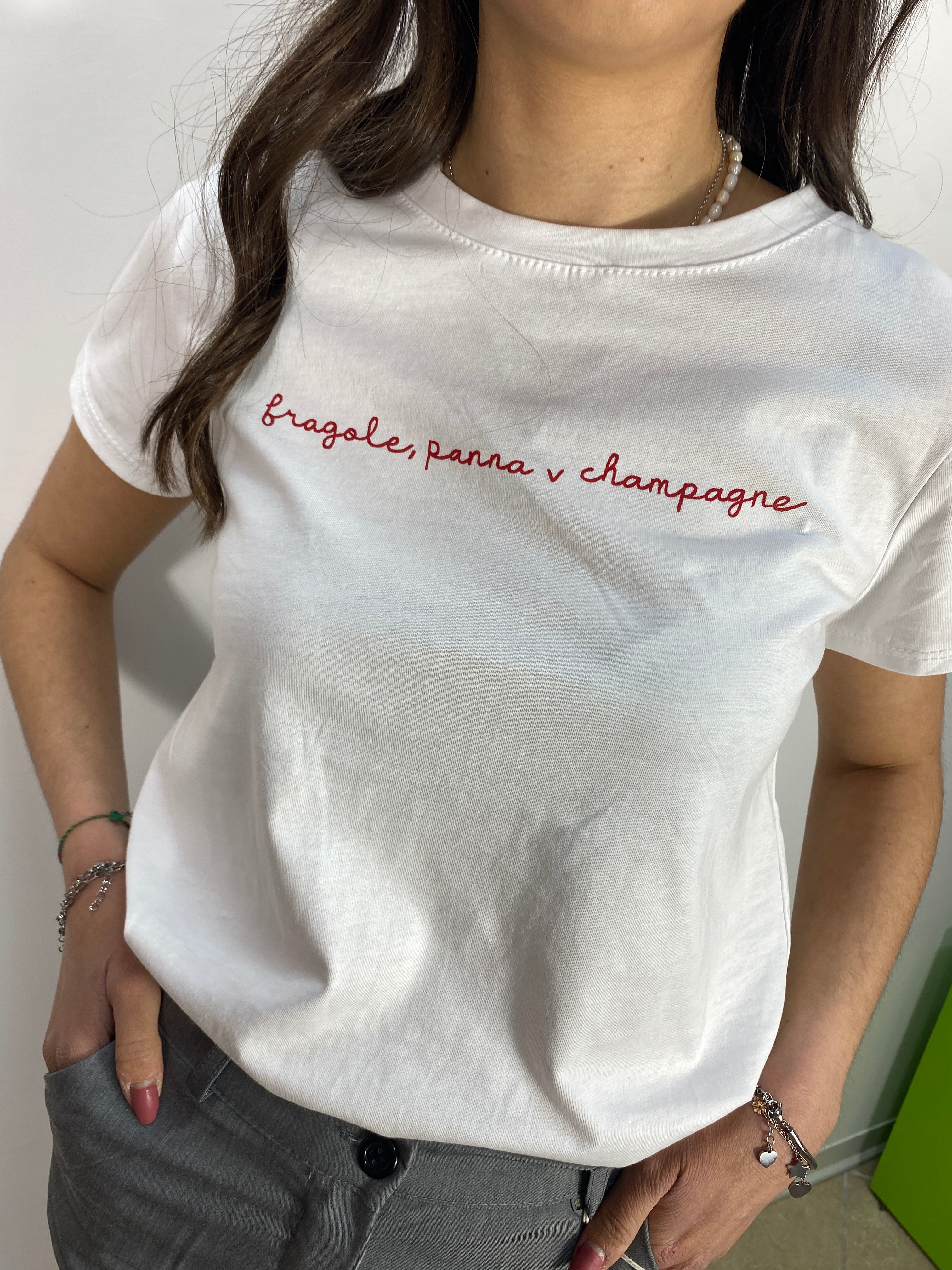 T-shirt Fragole panna v champagne