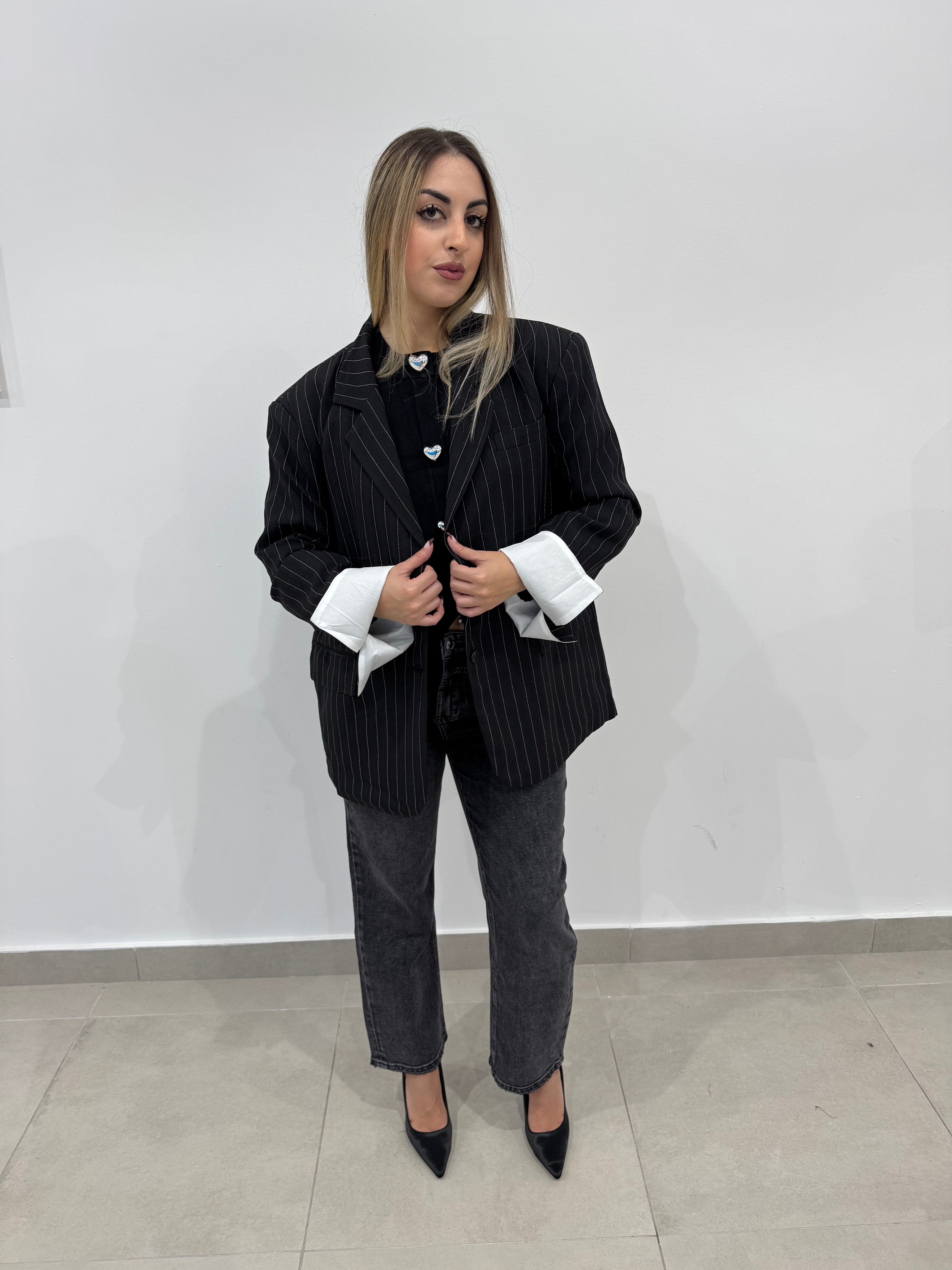 Giacca Over size gessata 3141